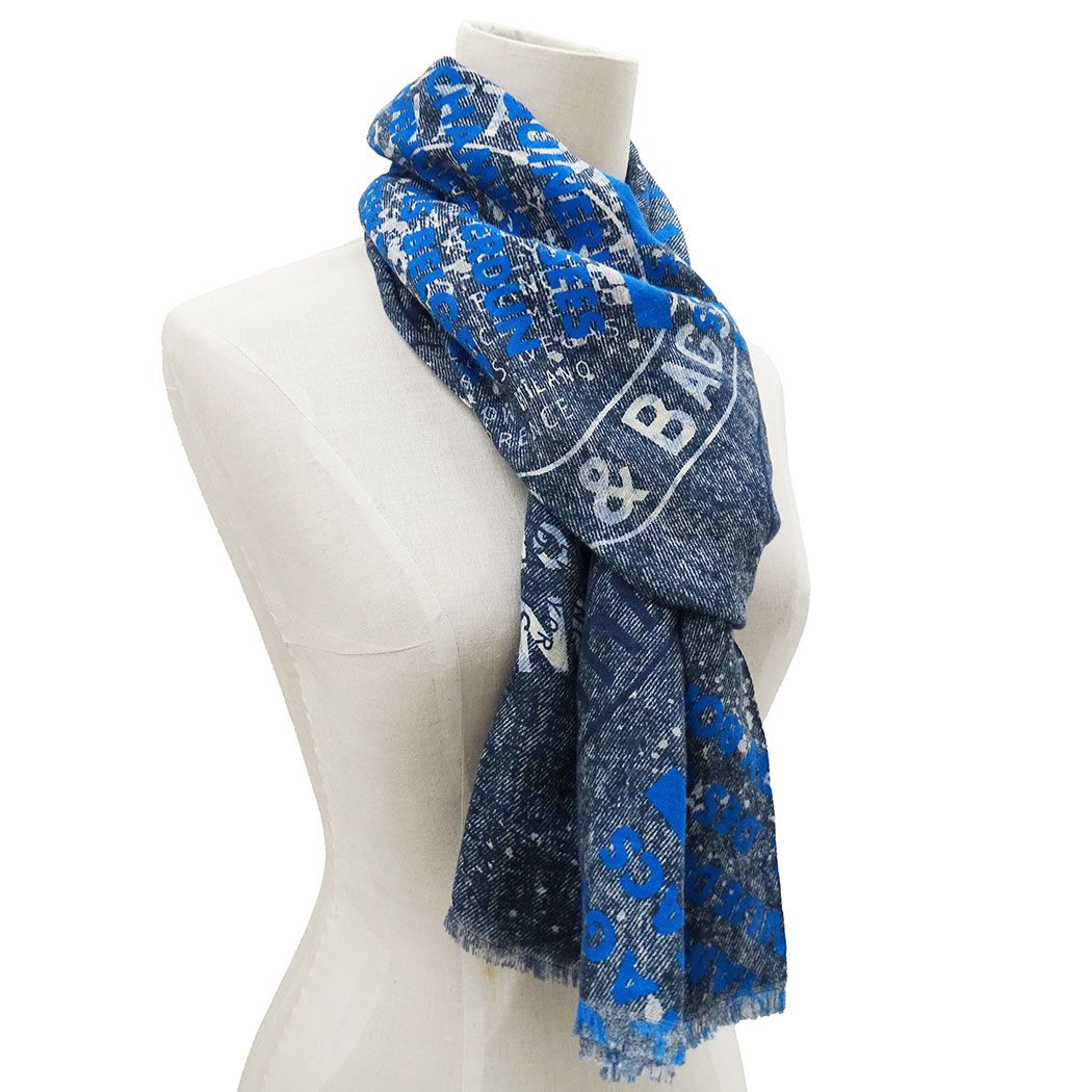Louis Vuitton Scarf Cotton Hemp Etor Deni Blue Logo — view 6