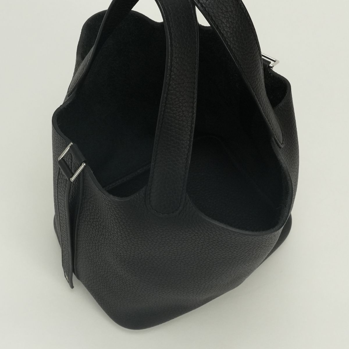 Hermes Picotin Lock PM 18 Tote Taurillon Clemence Noir Black Silver Handbag — view 8