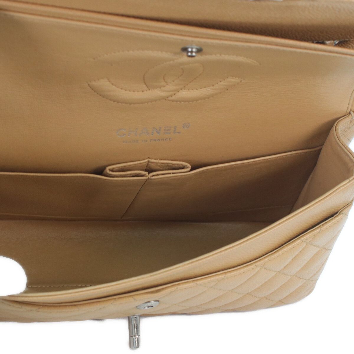 Chanel Beige Caviar Silver Quilted 25 Shoulder — view 8