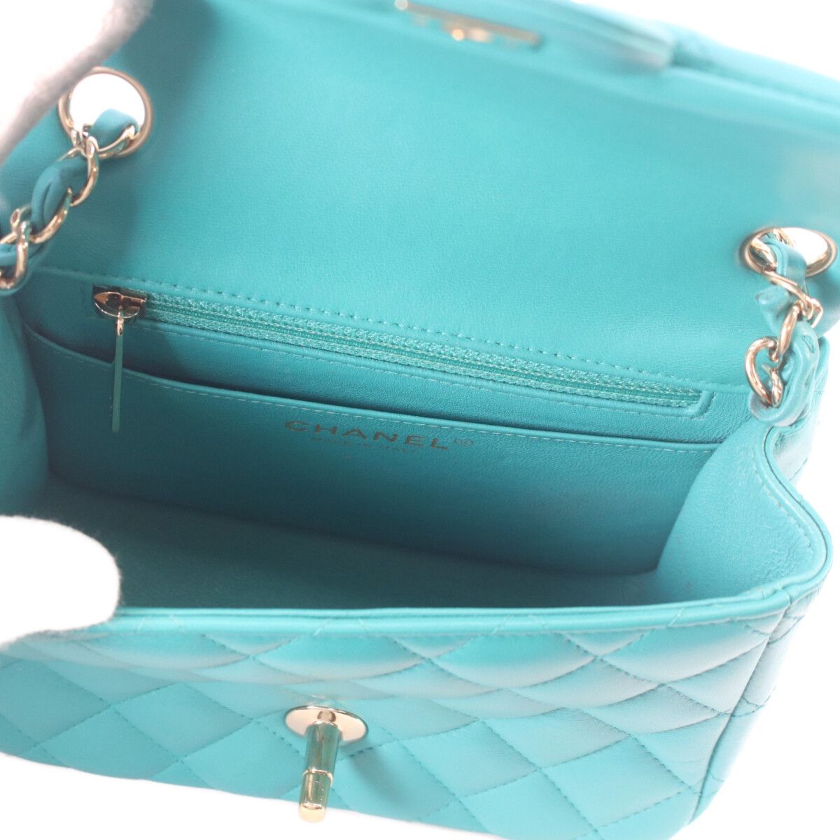 Chanel 23 Emeraldgreen Rum Gold Mini Quilted 17 Shoulder — view 8