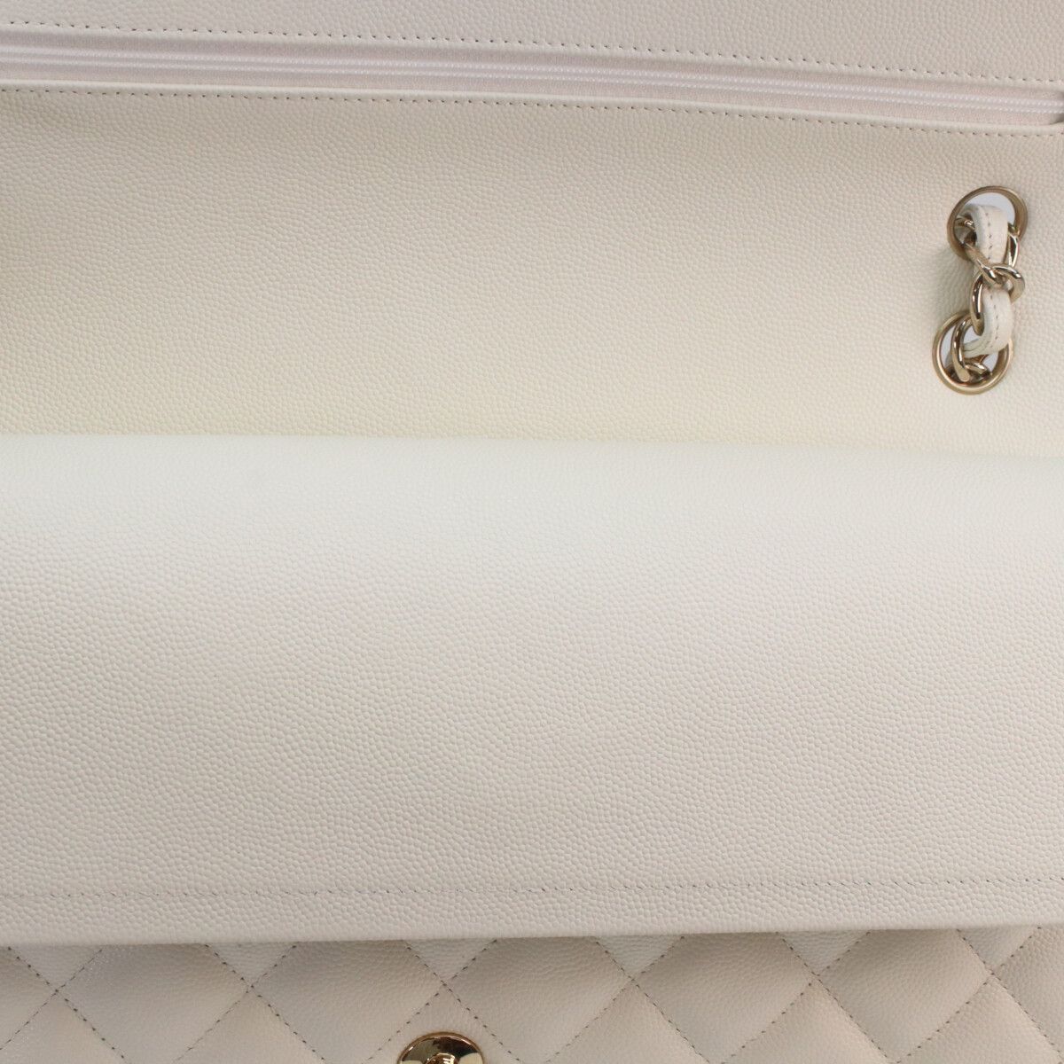Chanel Ivory Caviar Gold Double Flap Maxi Quilted 30 — view 8