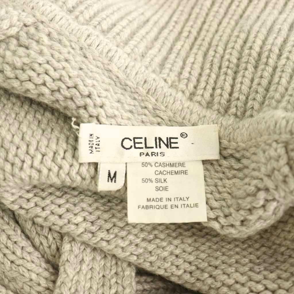 Celine Cashmere Silk Belted Cardigan Knit Long Sleeve M Light Gray HS — view 6
