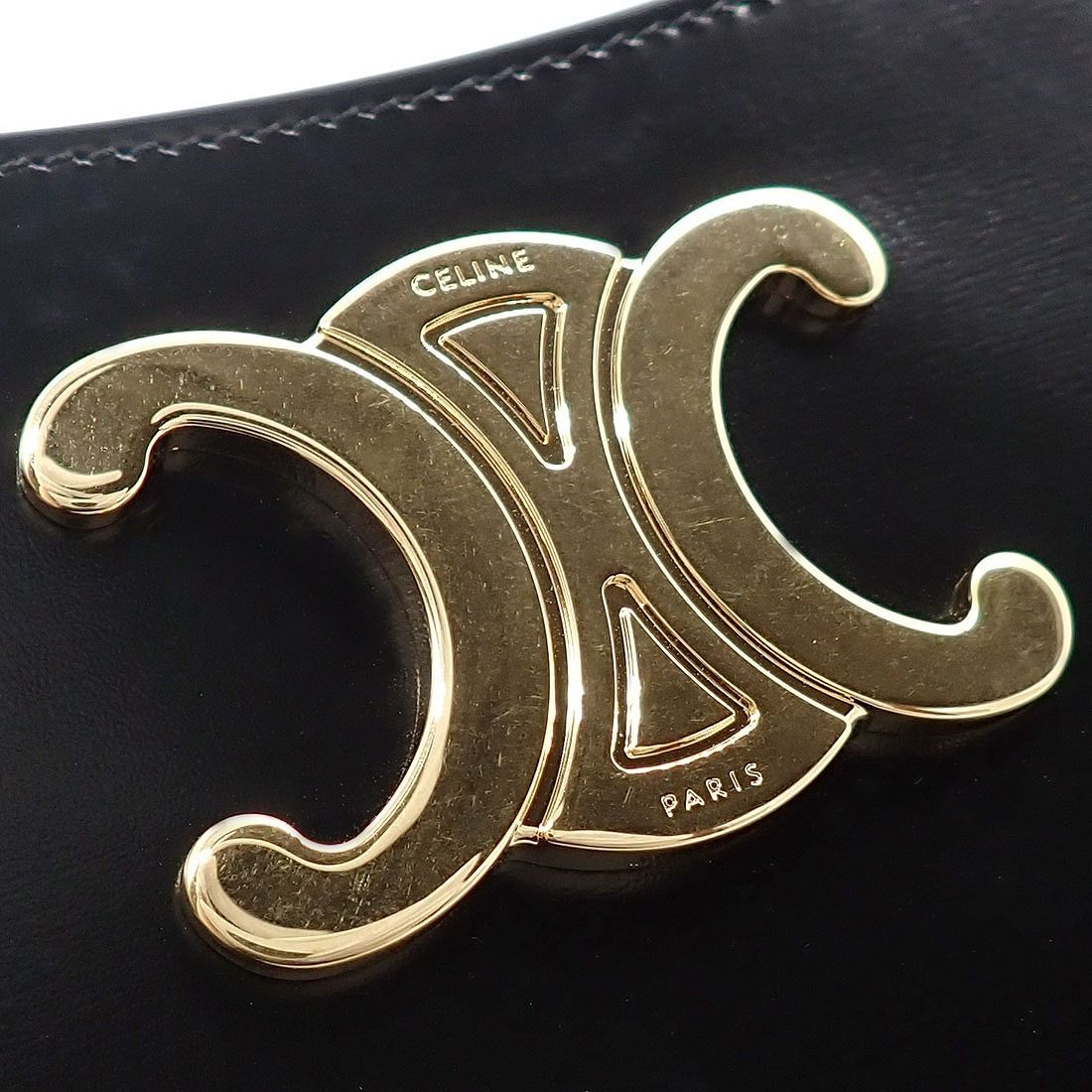 Celine Shoulder Bag Black Calfskin Gold — view 8