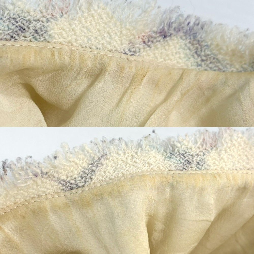 Chanel Dress Tweed Check Coco Button Short Sleeve 34 Beige Multicolor Wool — view 5
