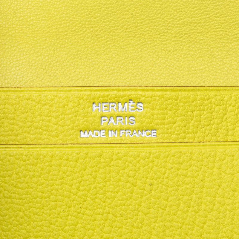 Hermes Bearn Bifold Card Case Yellow Silver Shavel — view 7
