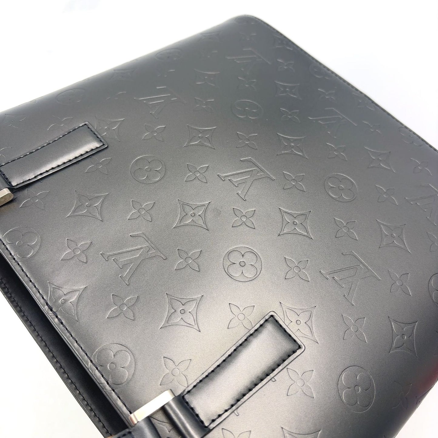 Louis Vuitton Monogram Mat Noir Leather Calf Black Lightbrown Handbag Silver — view 8