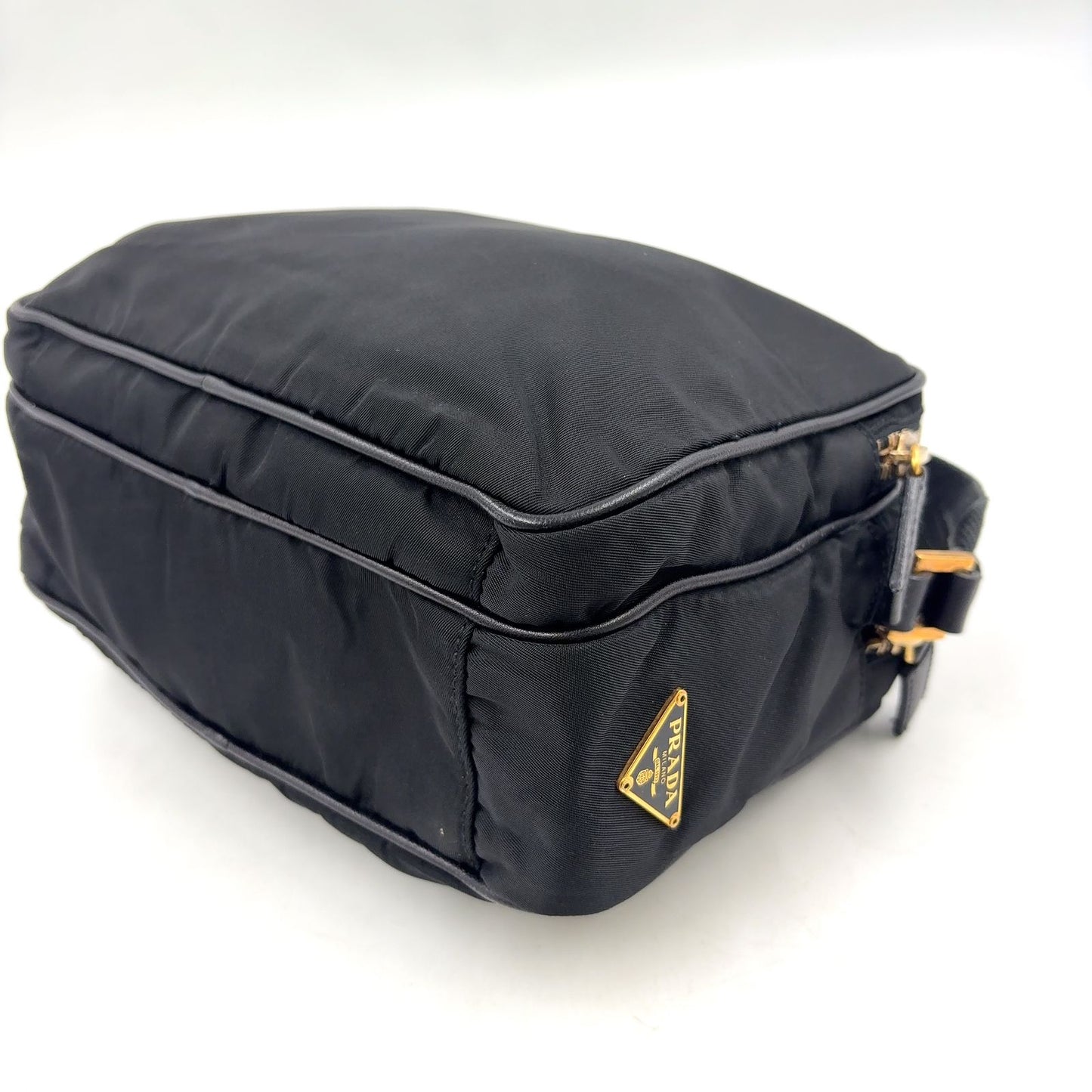Prada Trianglelogo Plate Nylon Black Shoulder Bag Gold — view 8