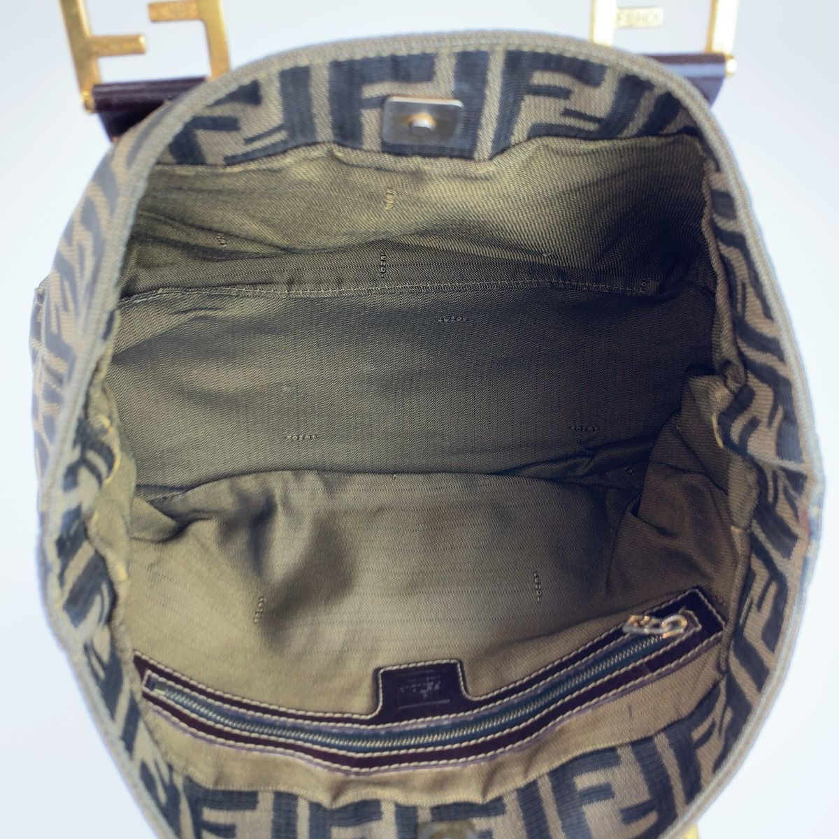 Fendi Zucca Brown Gold Canvas Tote — view 8