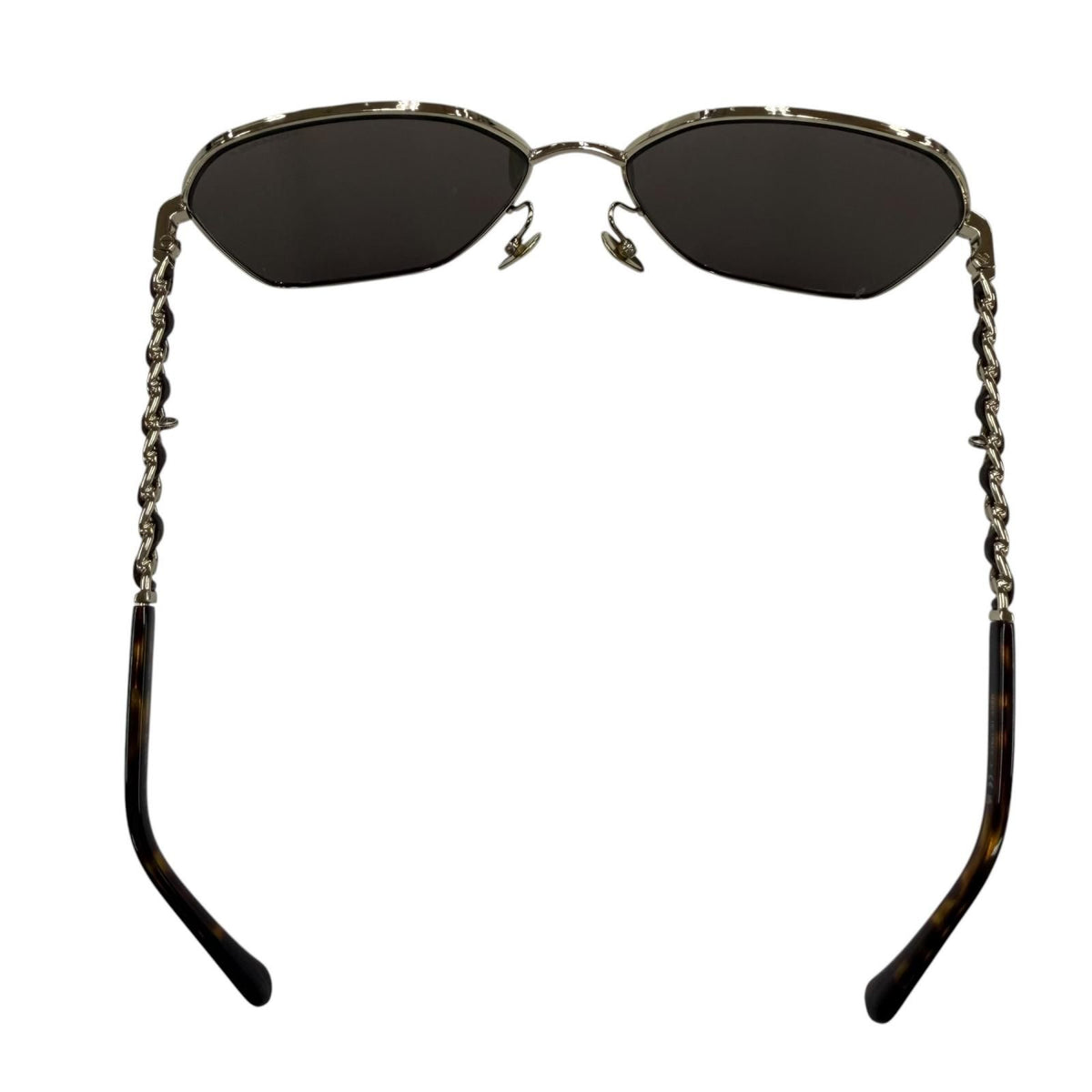 Chanel CC Logo Hexagon Chain Sunglasses Gold Black Demo Lens Eyewear — view 8