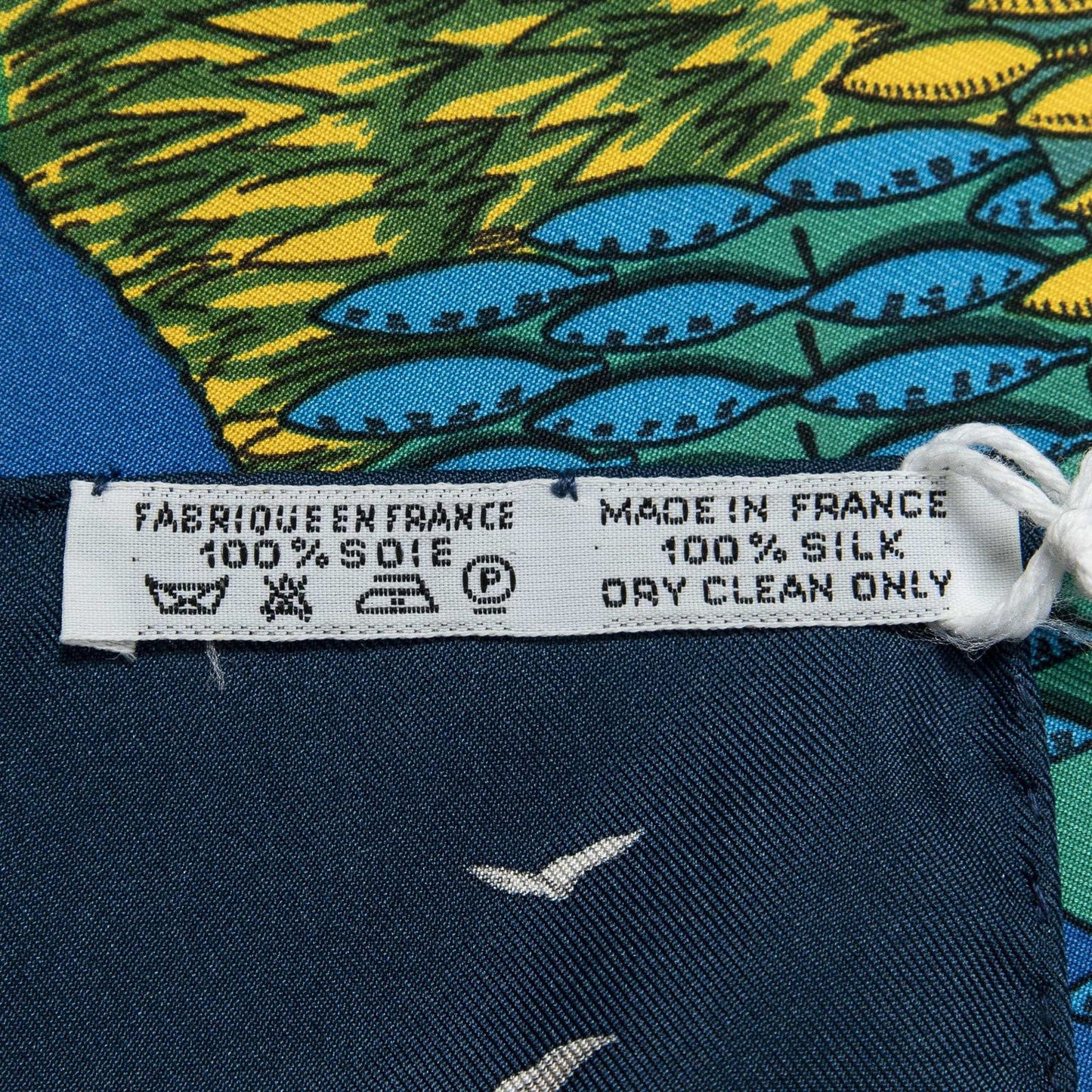 Hermes Scarf Navy Green Red Silk — view 5