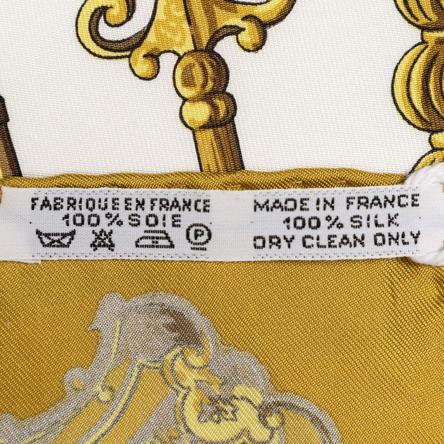 Hermes Scarf White Brown 100% Twillsilk — view 5