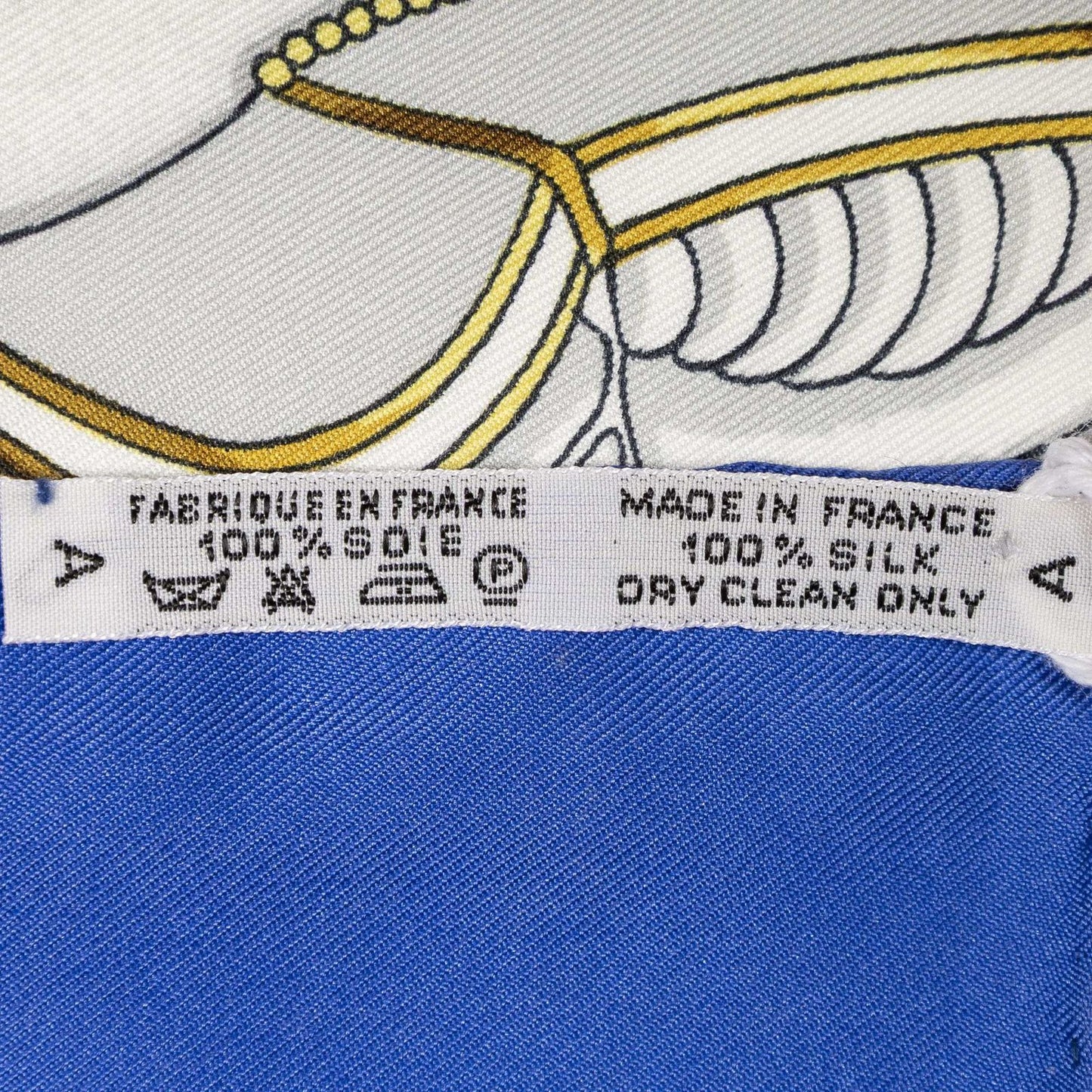 Hermes Scarf Blue Red 100% Gold Twill Silk — view 5