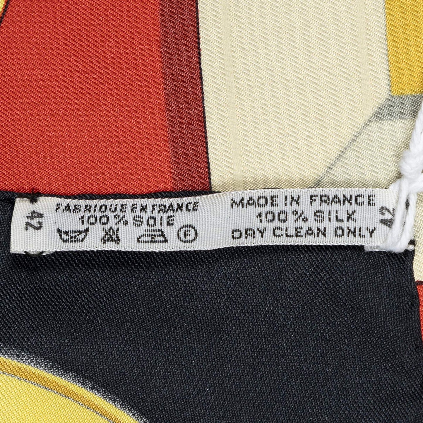 Hermes Scarf Red Black Yellow 100% Twillsilk — view 5