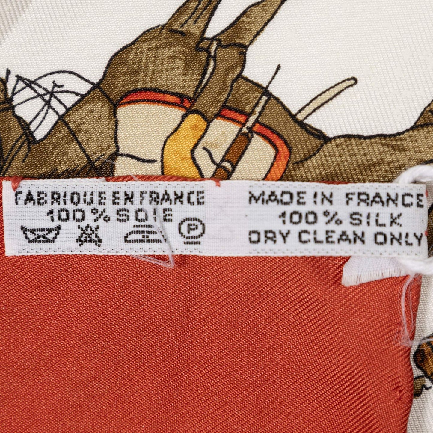 Hermes Scarf Red Brown White 100% Twillsilk — view 5