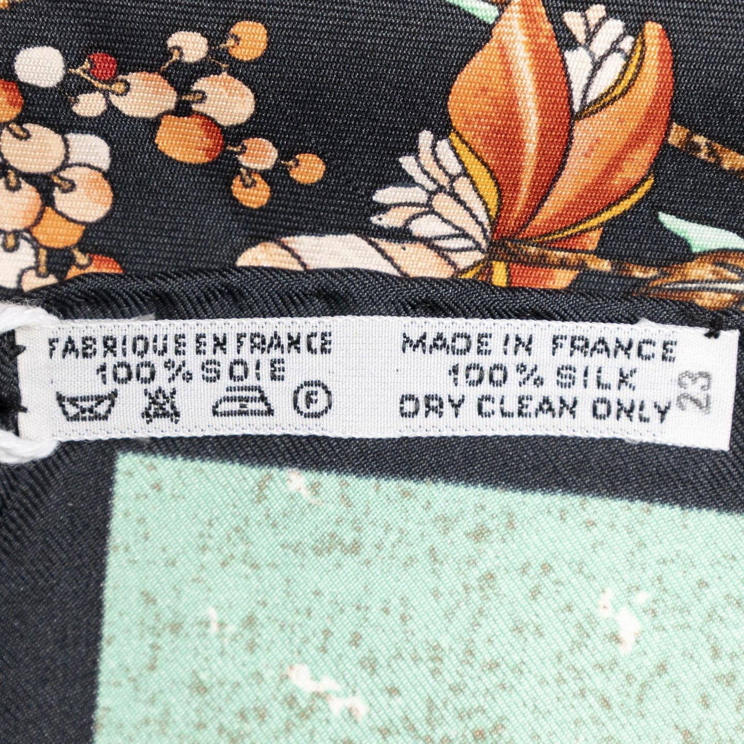 Hermes Scarf Black Lightgreen Yellow 100% Twillsilk — view 5