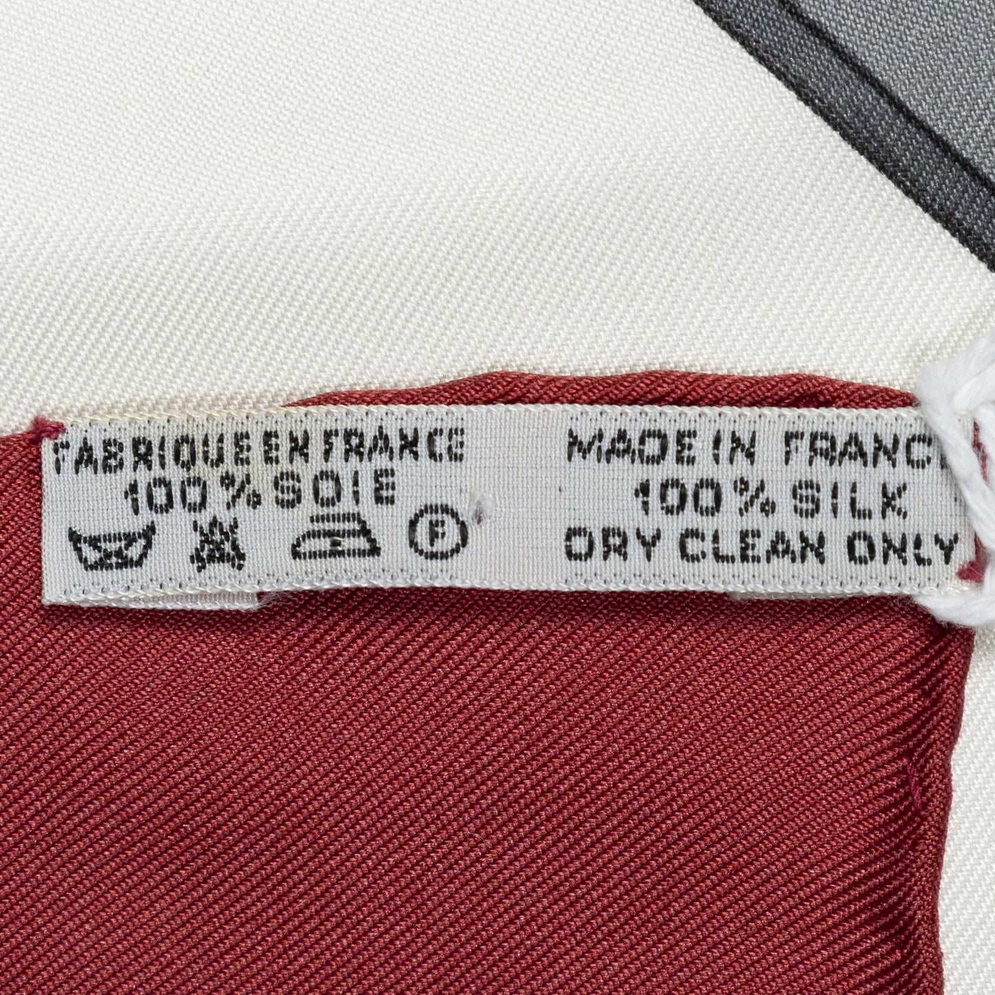 Hermes Scarf Red White Gray 100% Twillsilk — view 5