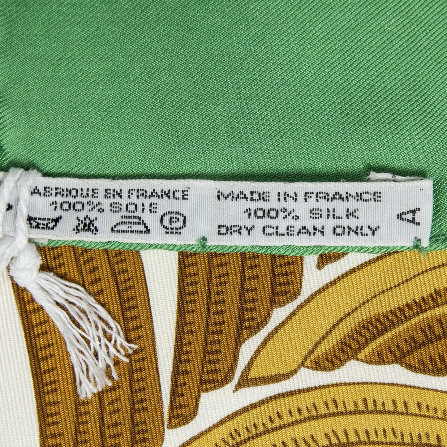 Hermes Scarf Green Gold White Silk — view 5