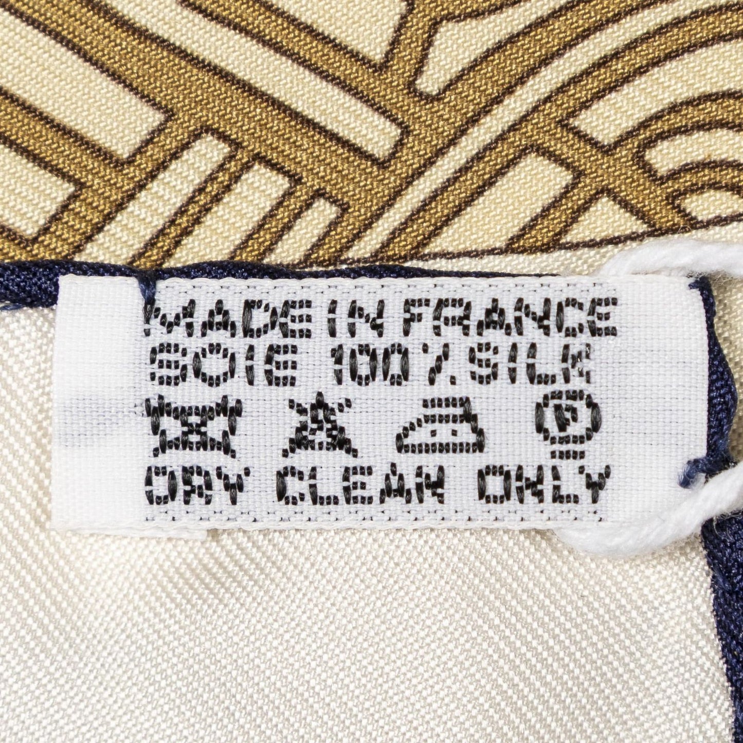 Hermes Scarf Ivory Blue Brown 100% Twillsilk — view 5