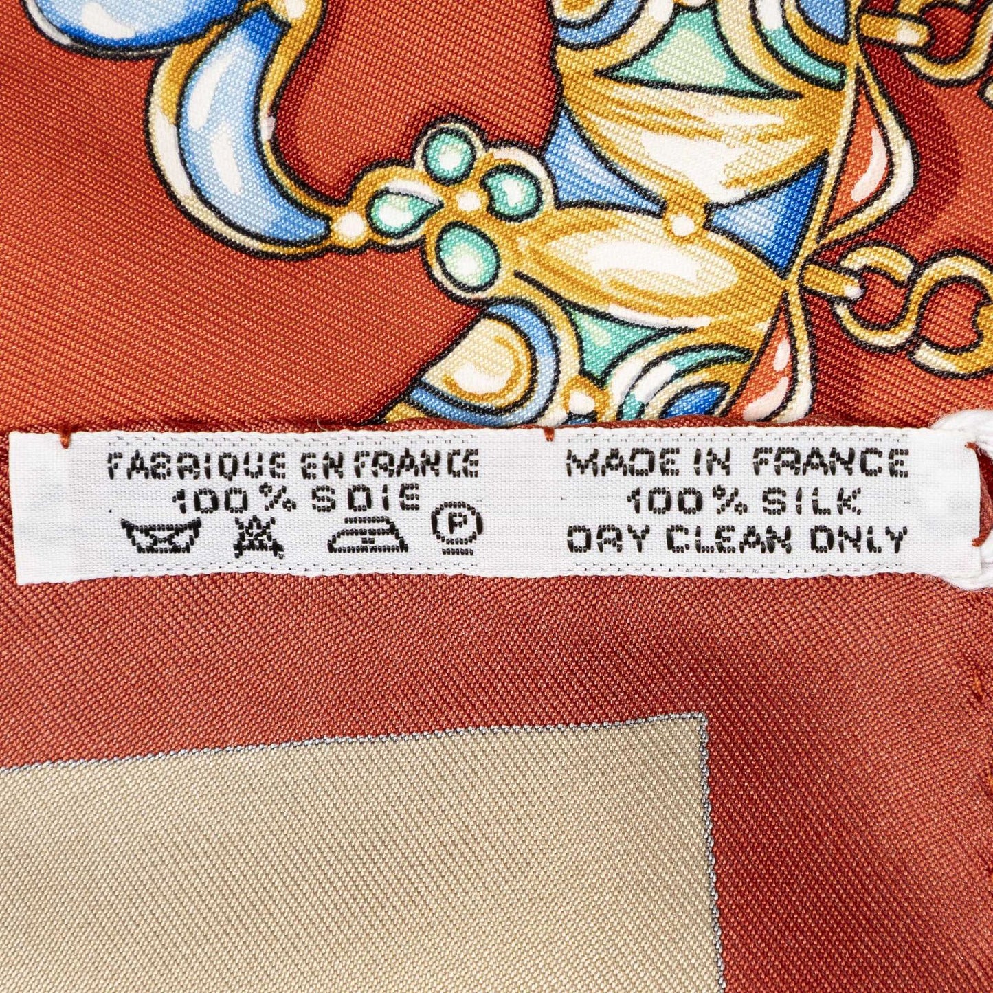 Hermes Scarf Red Beige Gray 100% Twillsilk — view 5