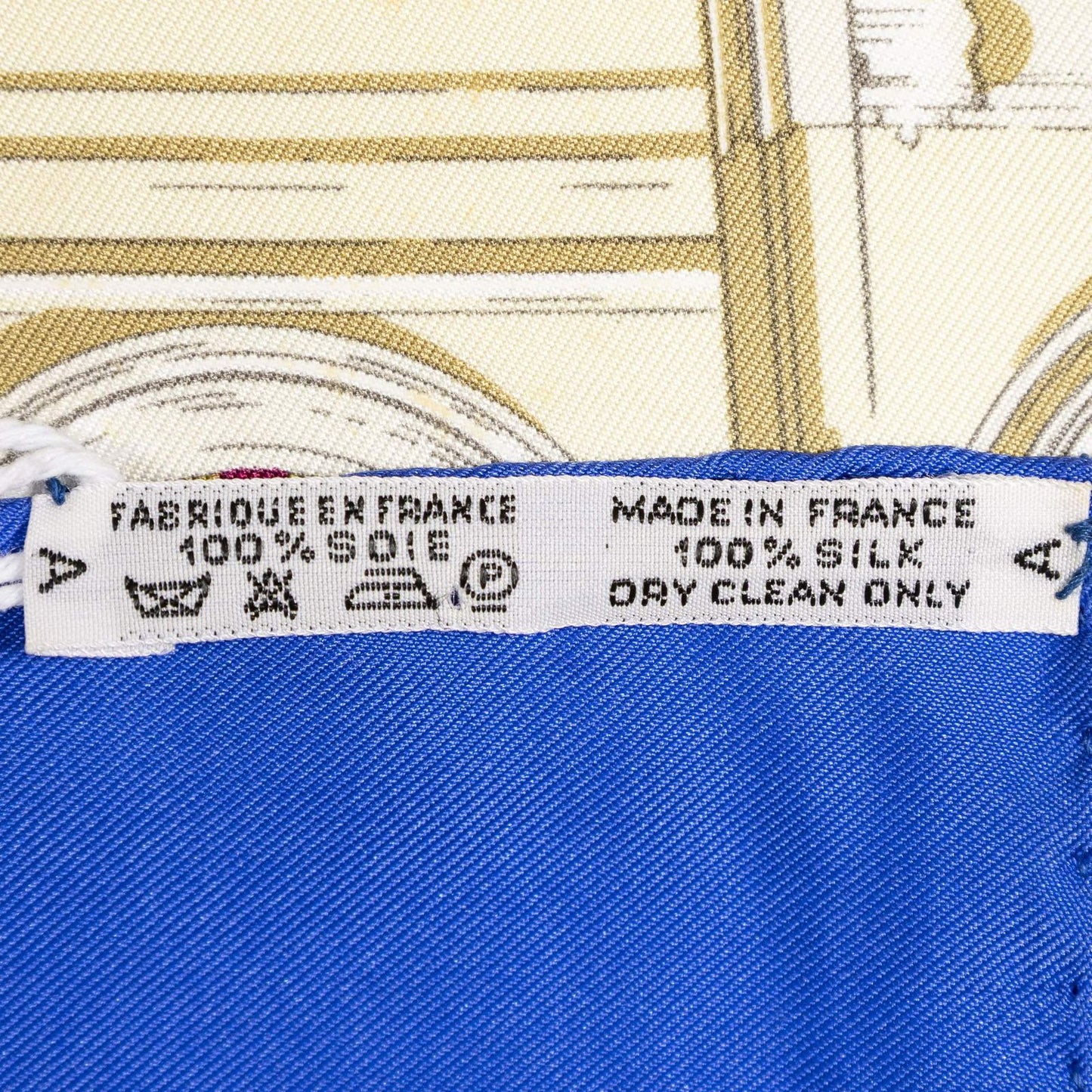 Hermes Scarf Blue Beige 100% Twillsilk — view 5