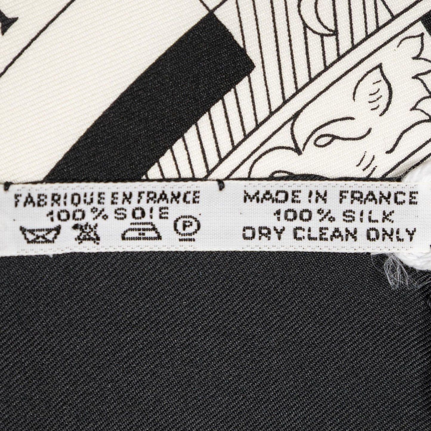 Hermes Scarf Black White 100% Twillsilk — view 5