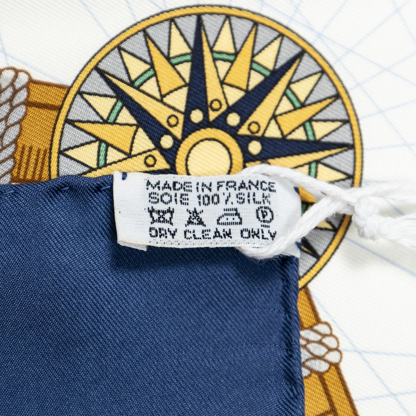 Hermes Scarf Navy Green White 100% Twillsilk — view 5