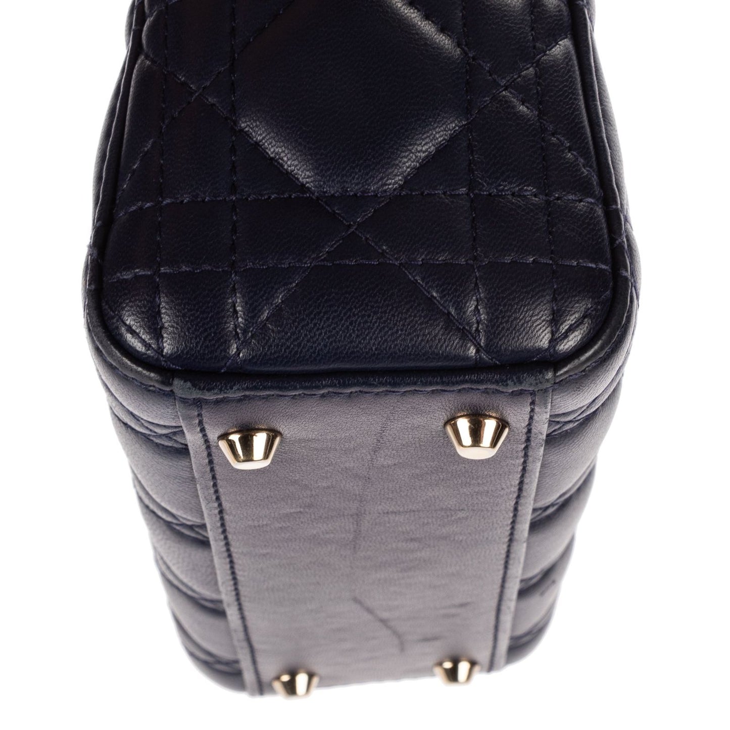 Dior Mini Lady Dior Navy Lambskin Leather Handbag — view 8