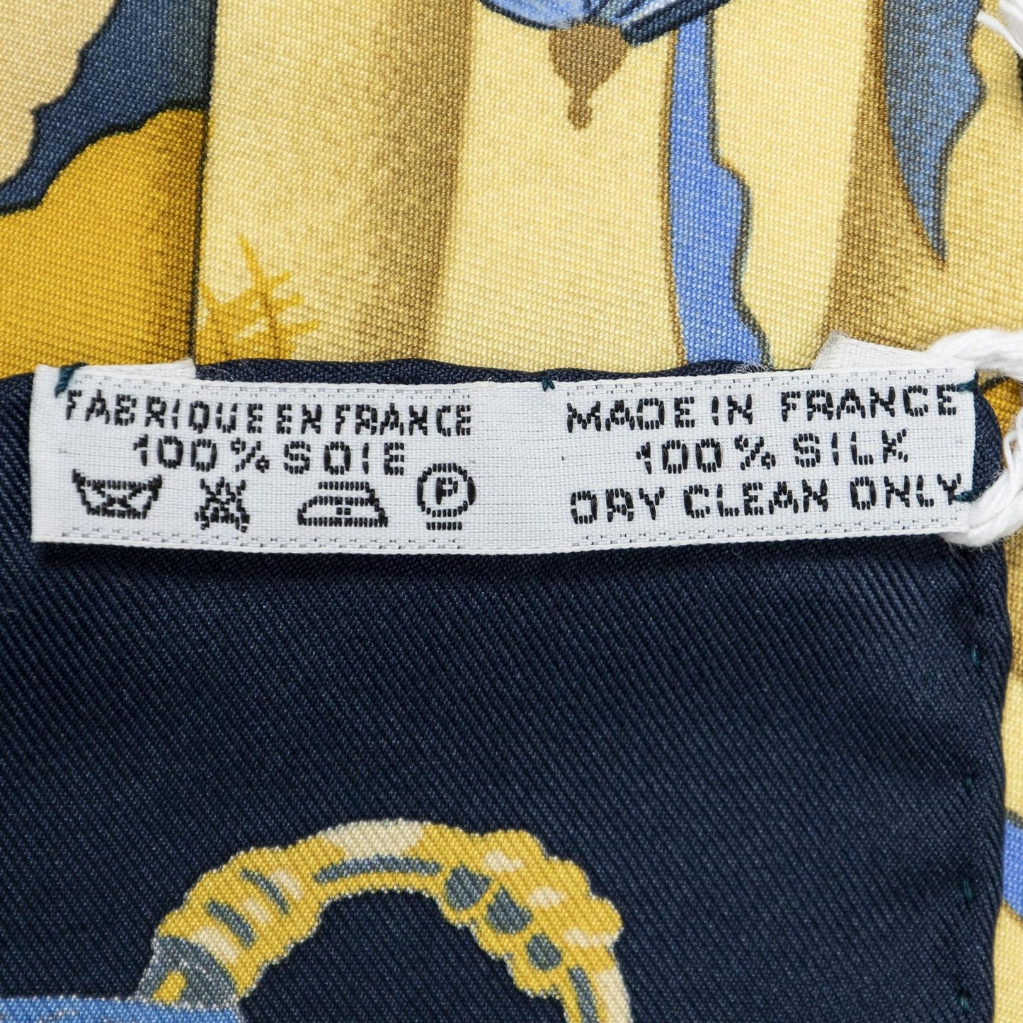Hermes Scarf Navy Yellow 100% Twillsilk — view 5