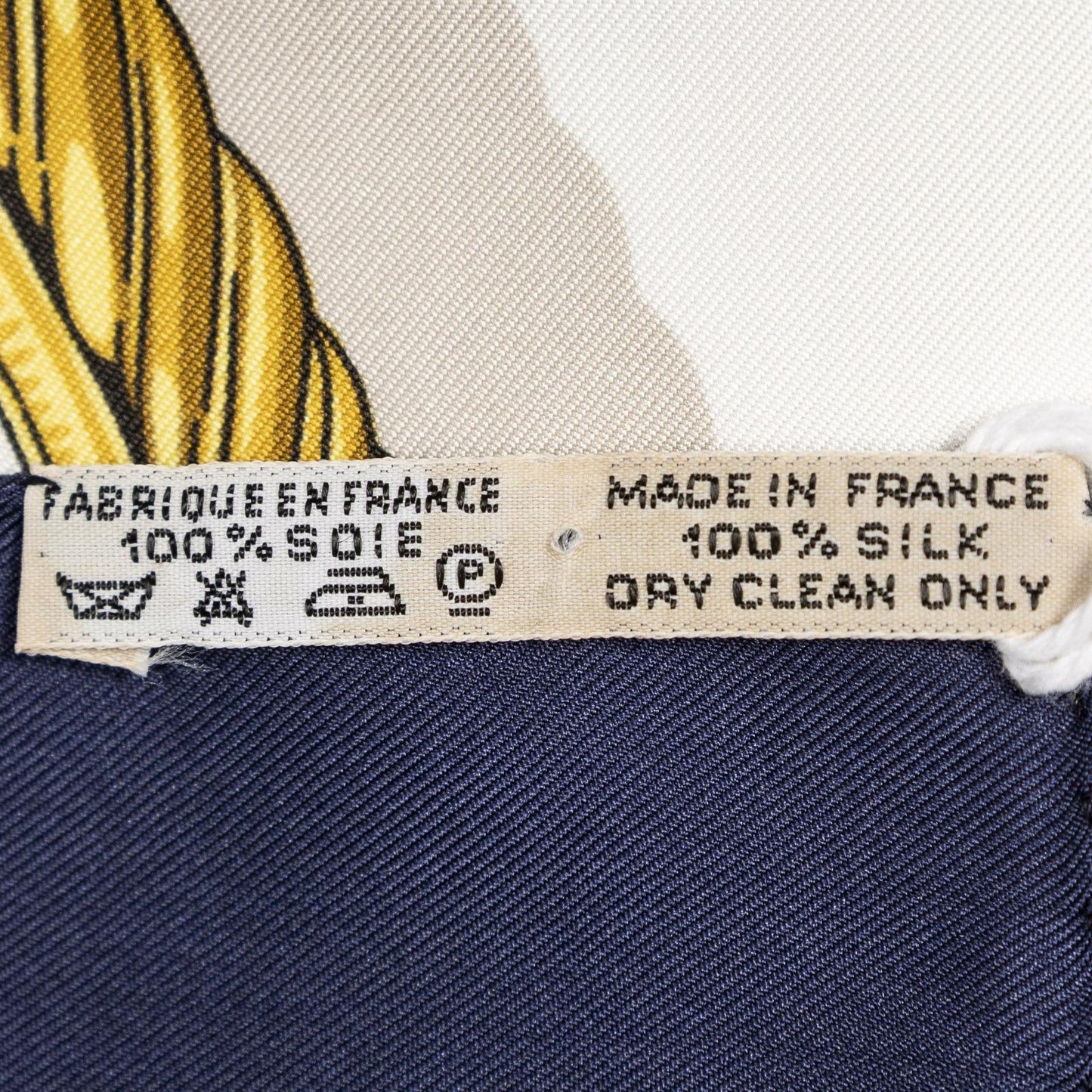 Hermes Scarf Navy Gold White Silk — view 5