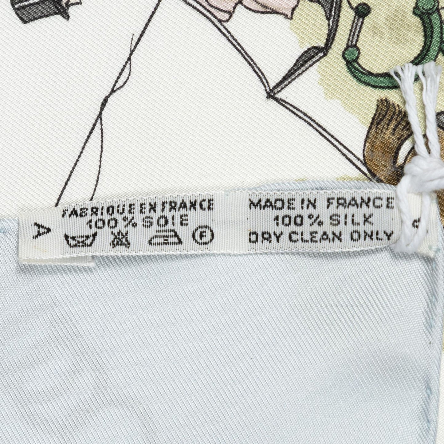 Hermes Scarf Light Blue Ivory Green 100% Twillsilk — view 5