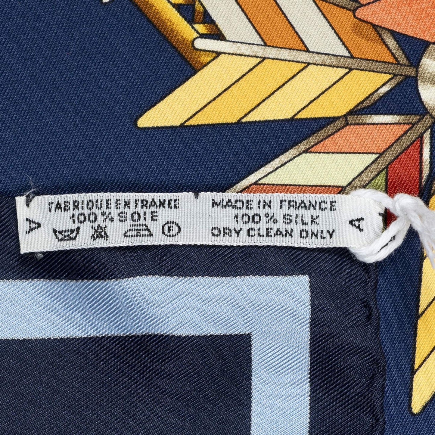 Hermes Scarf Navy Gold Red Silk — view 5