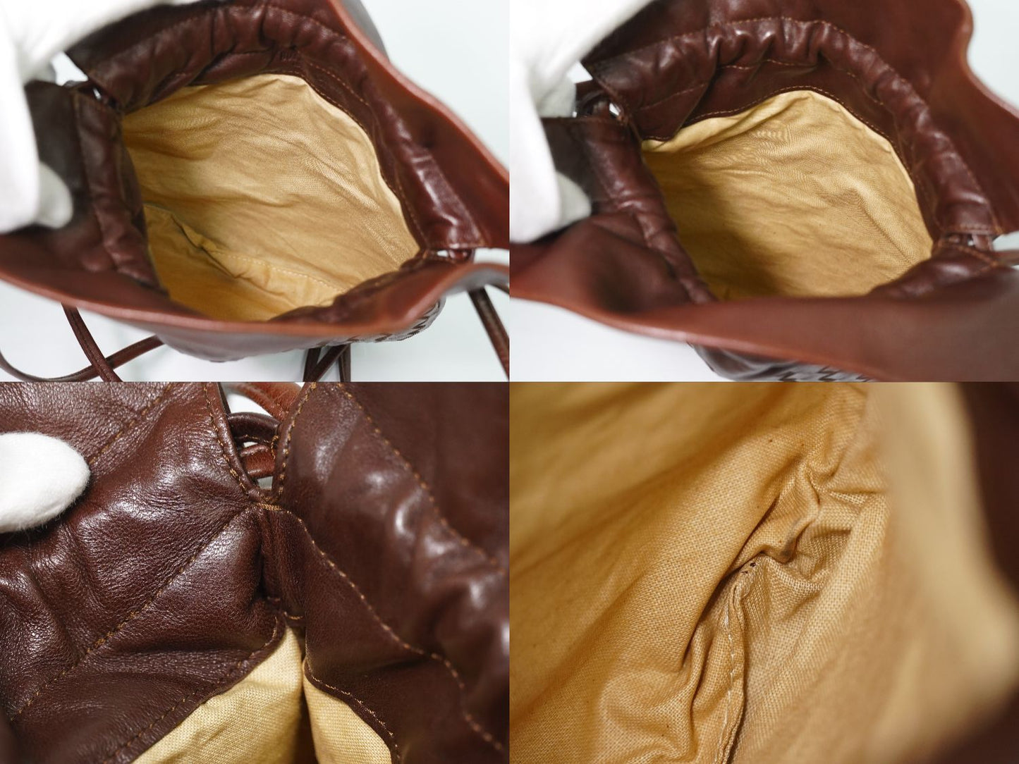Bottega Veneta Intrecciato Drawstring Shoulder Bag Pochette Leather Brown Second — view 8