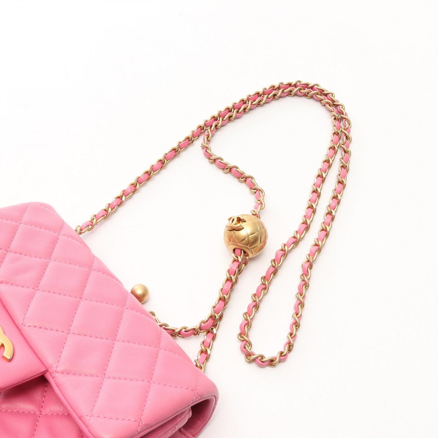 Chanel Shoulder Bag Quilted Pink Leather Mini Chain — view 8