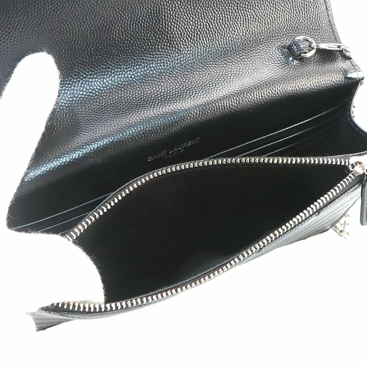 Saint Laurent Cassandra Chain Wallet Leather Black Shoulder — view 8