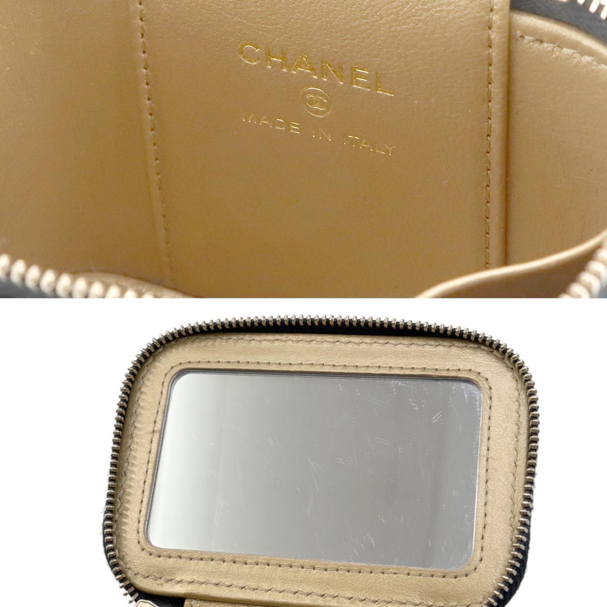 Chanel Quilted Mini Vanity Chain Shoulder Bag Lambskin Black Gold — view 8