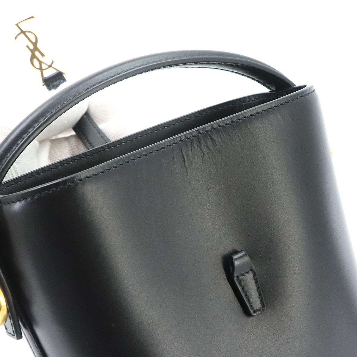 Saint Laurent Mini 2-Way Shoulder Hand Bag Leather Black Gold — view 8