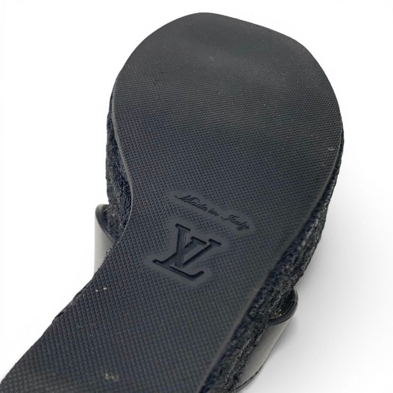 Louis Vuitton Line Sandals Leather Fabric Black LV Logo Strap — view 8