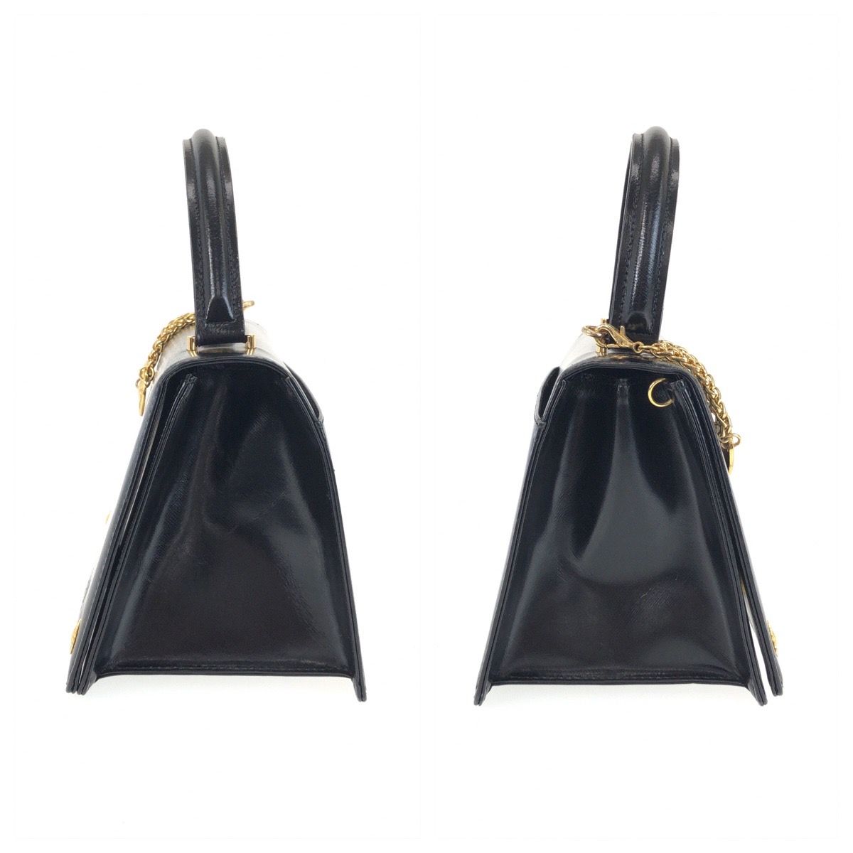 Versace Sunburst Black Gold Leather Handbag — view 8