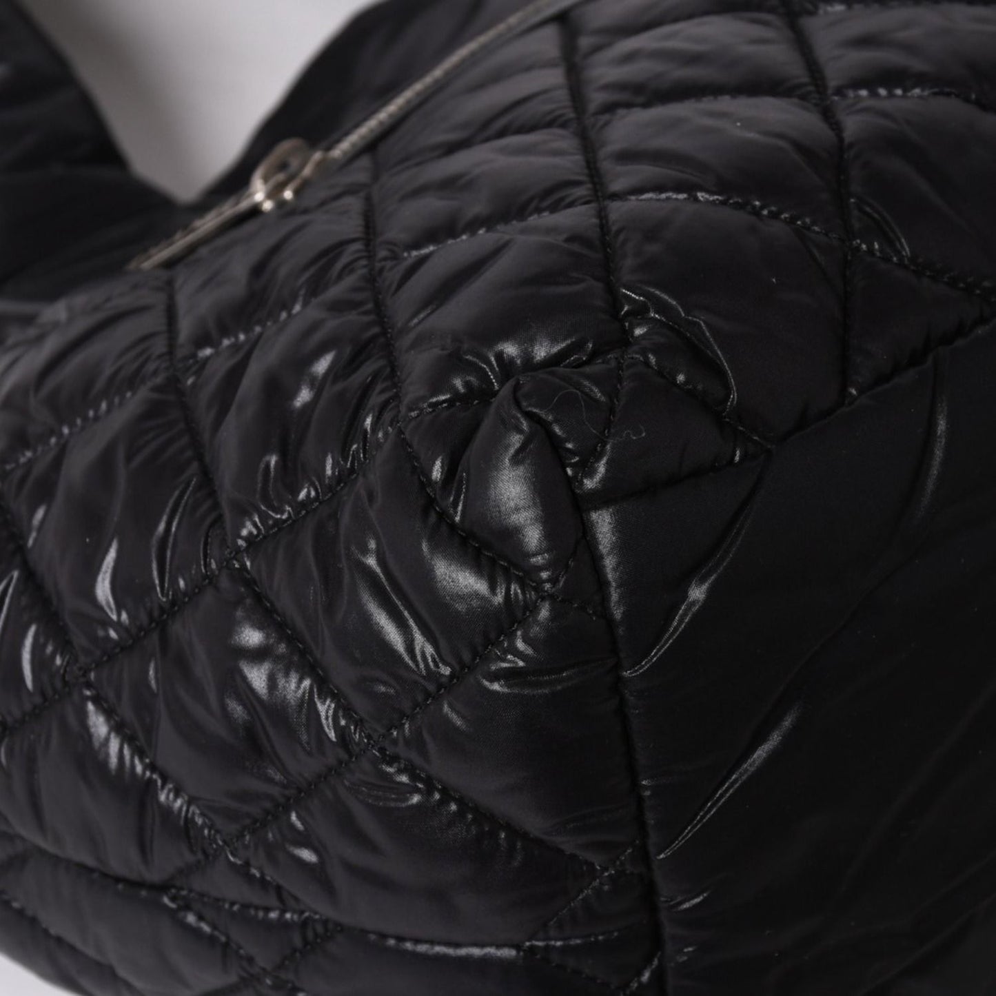 Chanel Coco Cocoon Small Tote Handbag CC Logo Black Silver — view 8