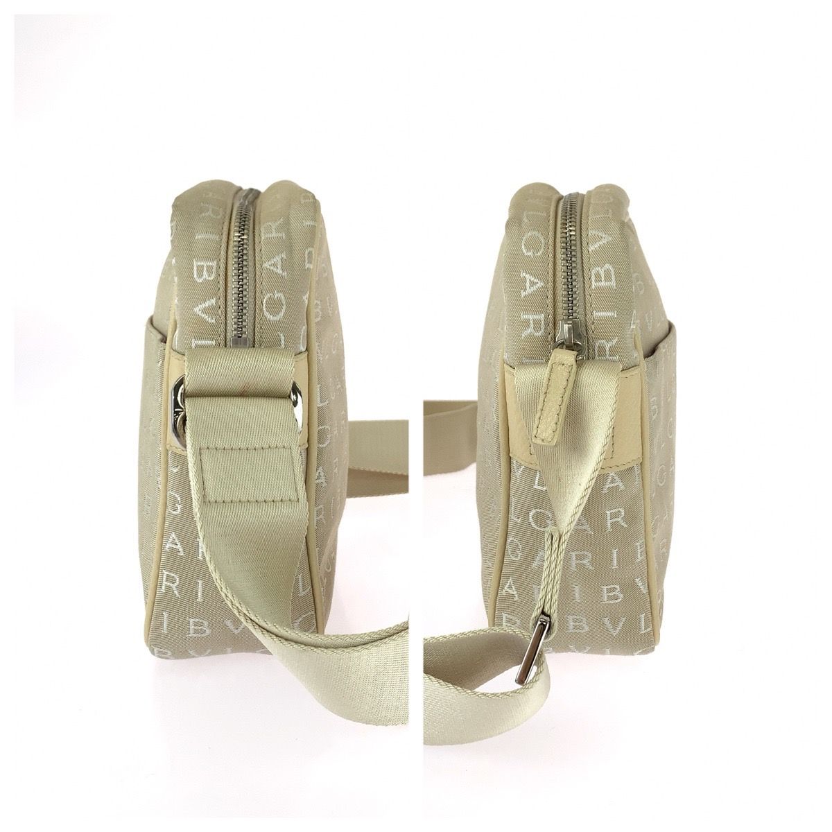 Bvlgari Logo Mania Beige Silver Canvas Leather Shoulder Bag Pochette — view 8