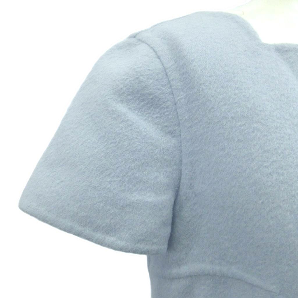 Dior Dress Angora Blend 36 Blue Light Scallop Neck Short Sleeve Midi Length YU — view 7