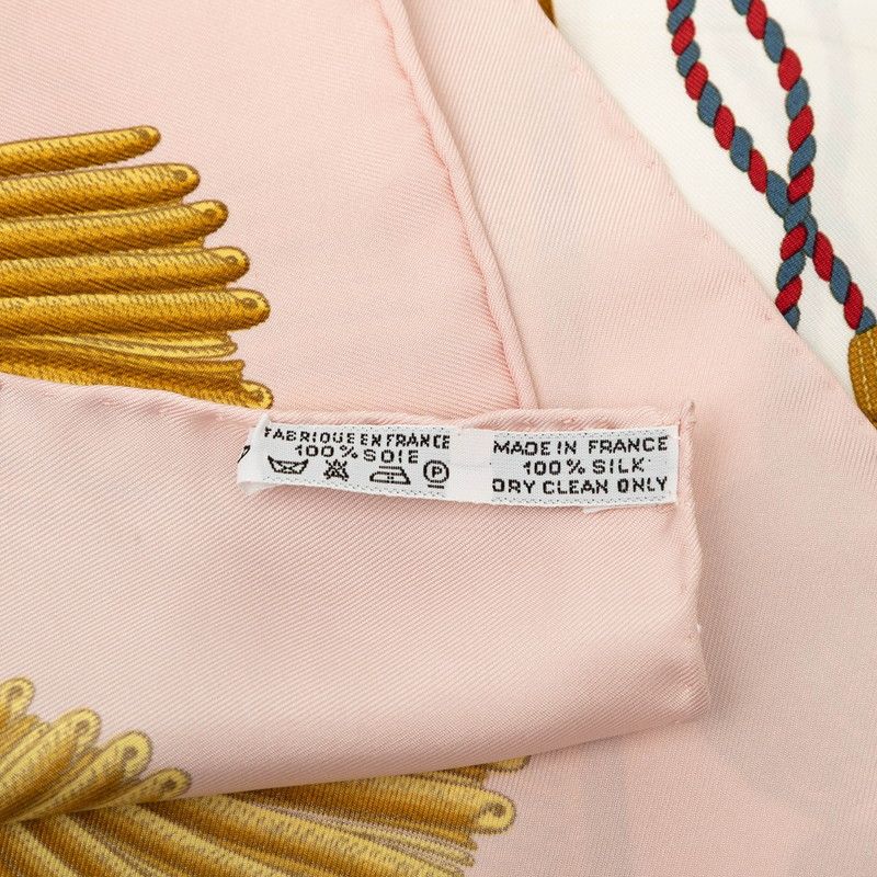 Hermes Carre 90 Saber Decoration Bag Poste Et Cavalerie Scarf Pink White Silk — view 6