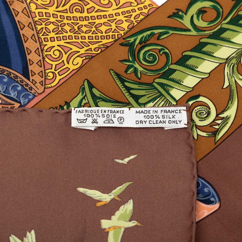Hermes Carre 90 L'atlantide Atlantis Scarf Brown Silk — view 7