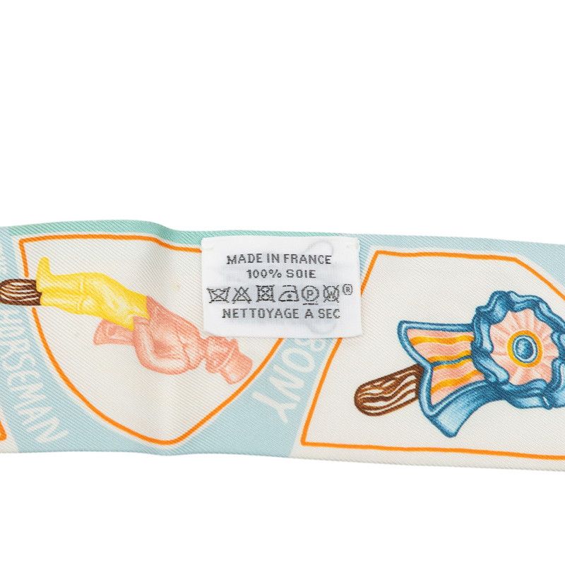 Hermes Twilly Funny Ice Cream Scarf Blue White Silk — view 5