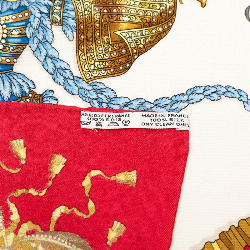 Hermes Carre 90 Feast of the Sun King les Fetes du Roi Soleil Scarf Red Ivory — view 7