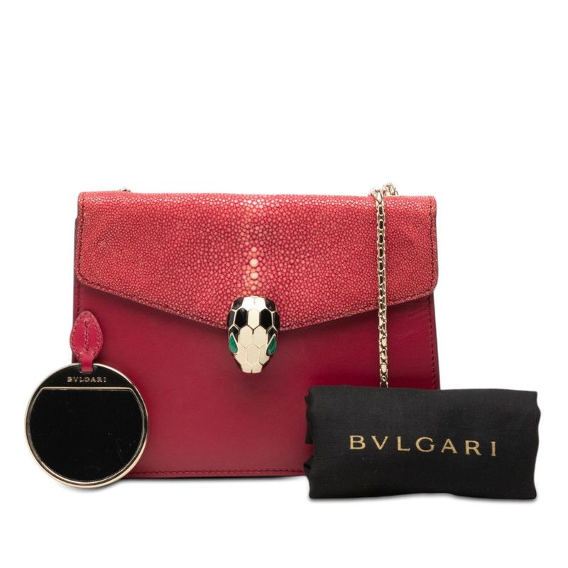 Bvlgari Serpenti Forever Crossbody Chain Shoulder Bag Wine Red Leather — view 7