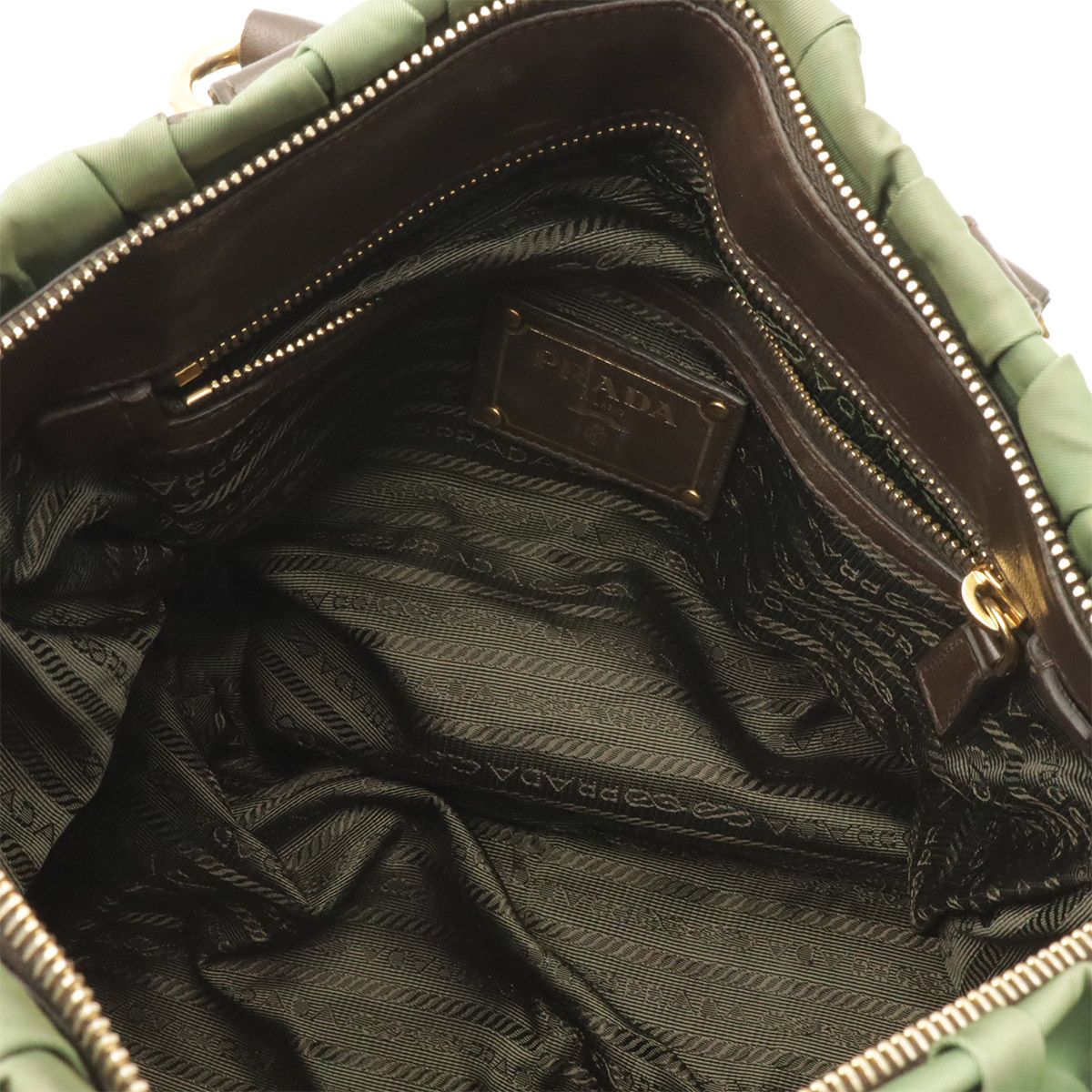 Prada Tessuto Gathered Tote 2-Way Shoulder Bag Nylon Khaki Brown — view 8