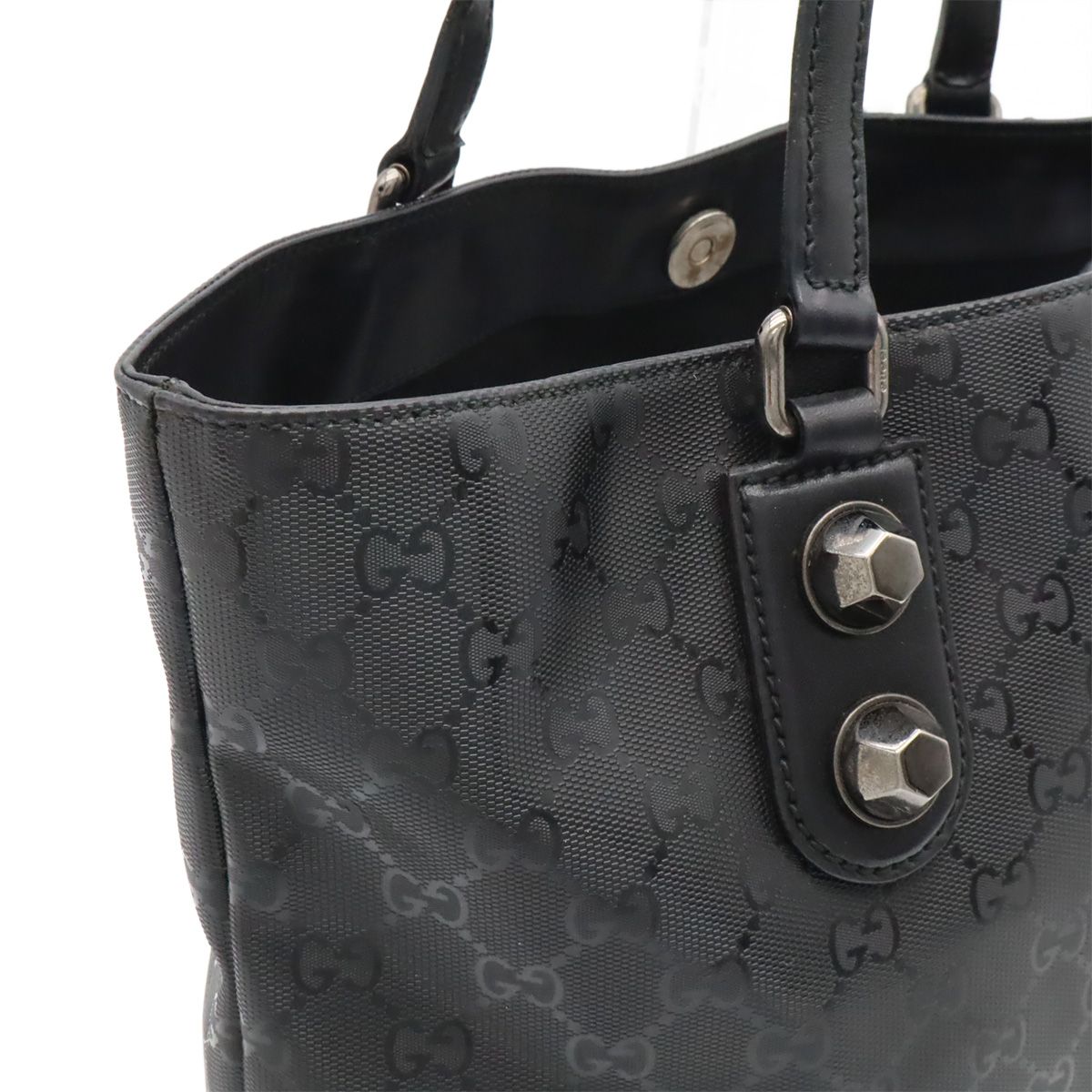 Gucci GG Supreme Tote Shoulder Leather Black Silver — view 8