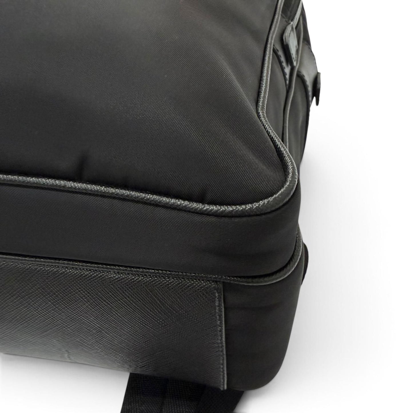 Prada Triangle Logo Re-Nylon Saffiano Leather Backpack with Day Pack Black — view 8