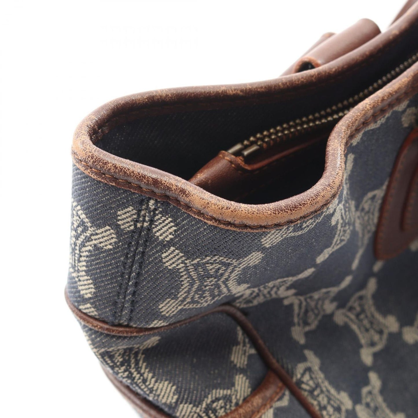Celine Handbag Boogie Bag Paris Macadamia Blue Brown Denim Leather — view 8